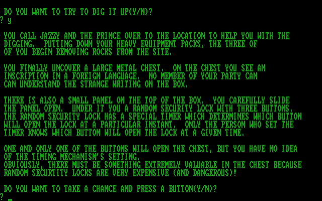 Quest of Yogurt IBM PC/Compatibles Screenshot: Do you want to take a chance?
