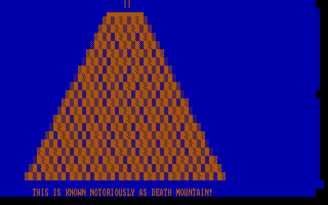 Quest of Yogurt IBM PC/Compatibles Screenshot: Welcome to Death Mountain!