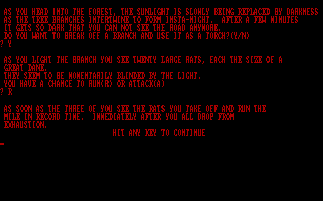 Quest of Yogurt IBM PC/Compatibles Screenshot: I collapsed from exhaustion...