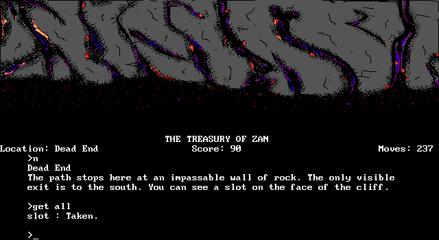Treasury of Zan, The IBM PC/Compatibles Screenshot: Stumbled into a dead end.