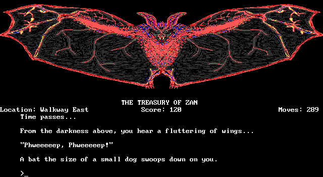 Treasury of Zan, The IBM PC/Compatibles Screenshot: It's a giant bat, look out!