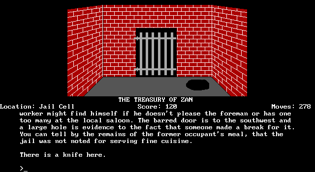 Treasury of Zan, The IBM PC/Compatibles Screenshot: Somehow I ended up in a jail cell...