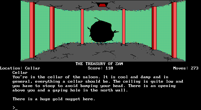 Treasury of Zan, The IBM PC/Compatibles Screenshot: In the cellar of the saloon.