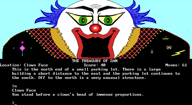 Treasury of Zan, The IBM PC/Compatibles Screenshot: A giant clown face!