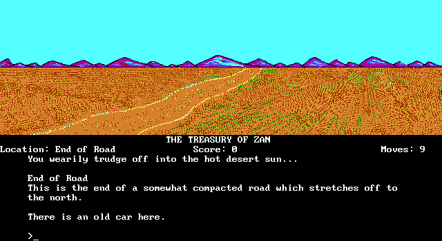 Treasury of Zan, The IBM PC/Compatibles Screenshot: Hmm, there's an old car here in the desert...