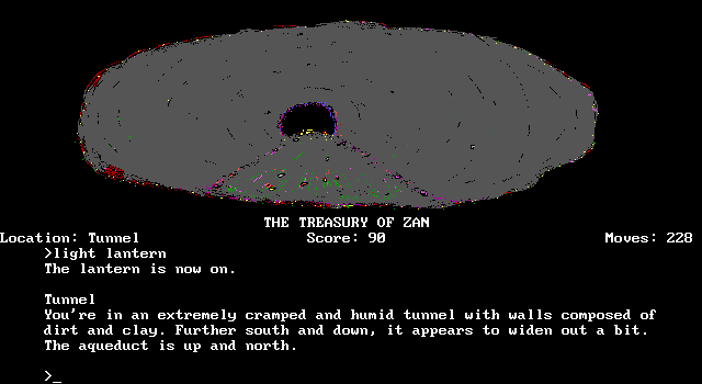 Treasury of Zan, The IBM PC/Compatibles Screenshot: Like many adventure games you'll need a lantern to see in dark corridors.