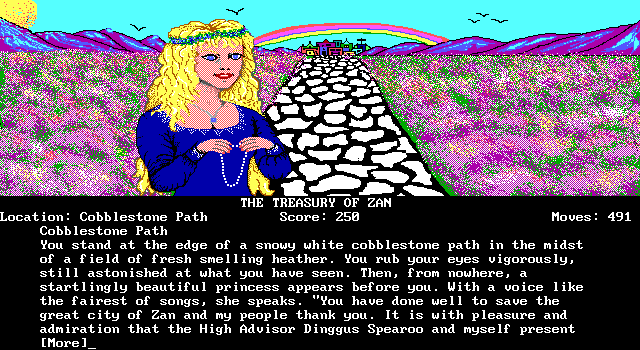 Treasury of Zan, The IBM PC/Compatibles Screenshot: Who's this I found on a cobblestone path?
