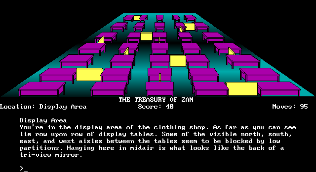 Treasury of Zan, The IBM PC/Compatibles Screenshot: A display area in the clothing store...what about that tri-view mirror?