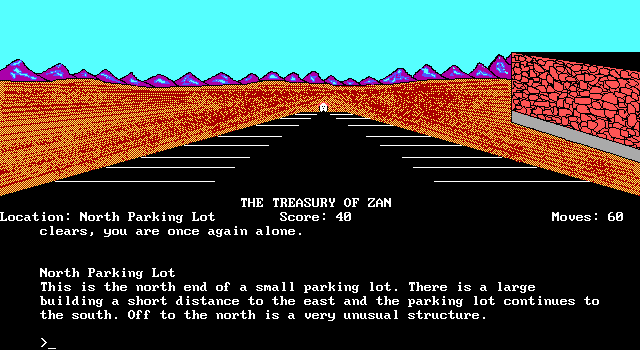 Treasury of Zan, The IBM PC/Compatibles Screenshot: North parking lot.