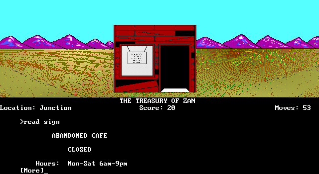 Treasury of Zan, The IBM PC/Compatibles Screenshot: The abandoned cafe is closed.