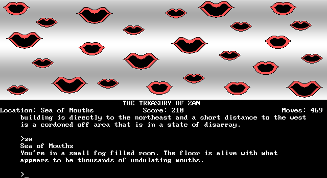 Treasury of Zan, The IBM PC/Compatibles Screenshot: Sea of mouths...that's pretty strange!