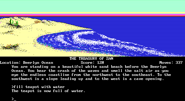 Treasury of Zan, The IBM PC/Compatibles Screenshot: Filling the teapot with water...could be useful later.