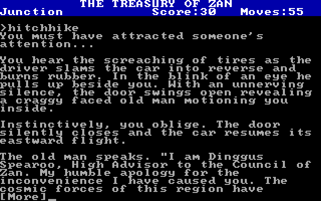 Treasury of Zan, The IBM PC/Compatibles Screenshot: Hitchhiking...