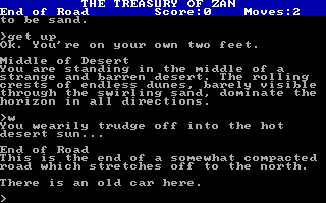 Treasury of Zan, The IBM PC/Compatibles Screenshot: I found an old car in the desert...