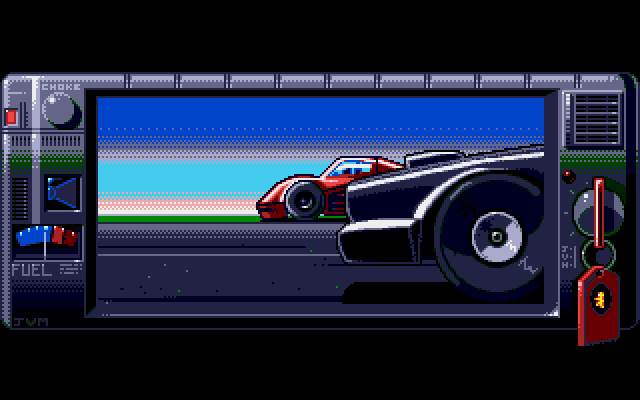 Race Drivin' Amiga Screenshot: Intro...racers closeup.