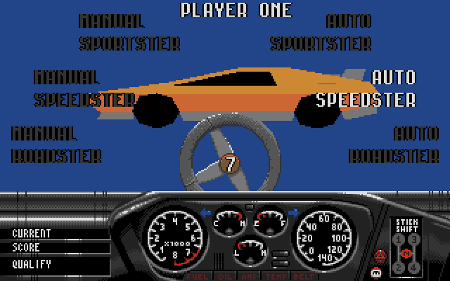 Race Drivin' Amiga Screenshot: Setting up a new game...