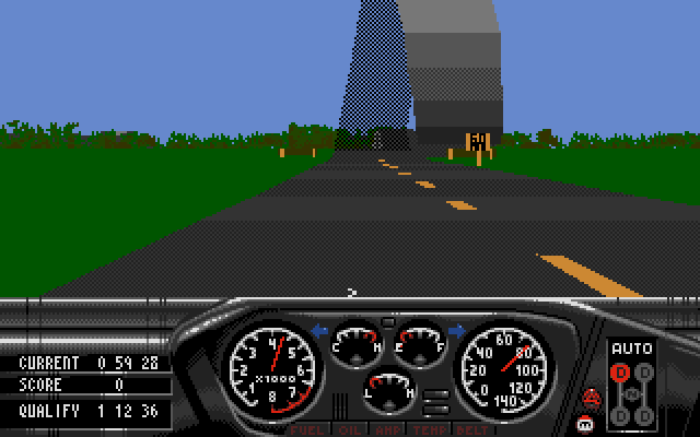 Race Drivin' Amiga Screenshot: You'll need enough speed to get past this loop...