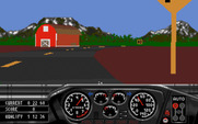 Race Drivin' for Amiga - Don't crash into that barn on the side of the road.