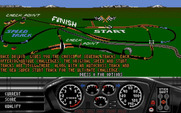 Race Drivin' for Amiga - Game start; Learn about the tracks included.