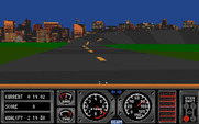 Race Drivin' for Amiga - Game start; sharp turn ahead!