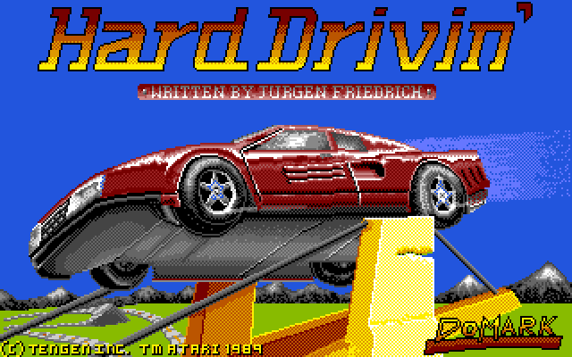 Hard Drivin' Amiga Screenshot: Title screen.