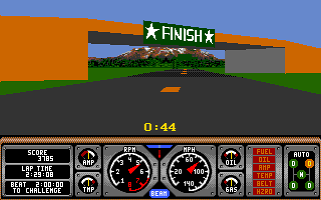 Hard Drivin' Amiga Screenshot: The finish line!