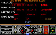 Hard Drivin' for Amiga - Game options.