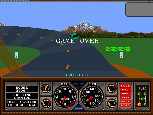 Hard Drivin' Arcade Screenshot: Game over.