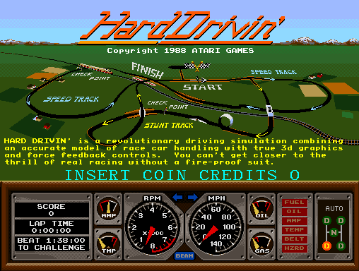 Hard Drivin' Arcade Screenshot: Title screen.
