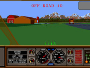 Hard Drivin' for Arcade - Oops, I went off the road again at this turn...don't hit the barn!