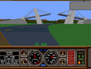 Hard Drivin' for Arcade - Driving under the drawbridge.