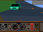 Hard Drivin' for Arcade - Watch out for the minivan on the stunt track!