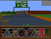 Hard Drivin' for Arcade - You can drive through a speed track or a stunt track.