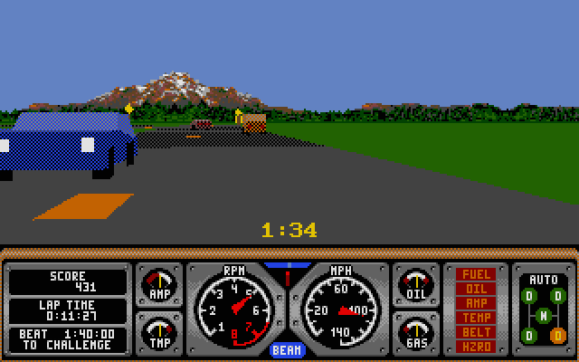 Hard Drivin' II: Drive Harder Atari ST Screenshot: Don't crash into other cars...