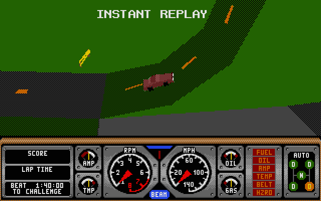 Hard Drivin' II: Drive Harder Atari ST Screenshot: Instant replay; let's see where I crashed!