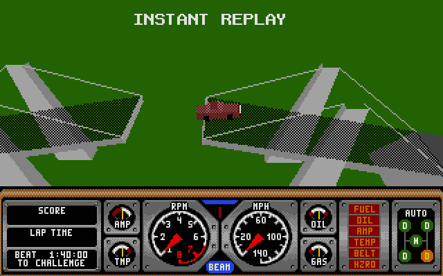 Hard Drivin' II: Drive Harder Atari ST Screenshot: Jumping over a gap in the bridge...