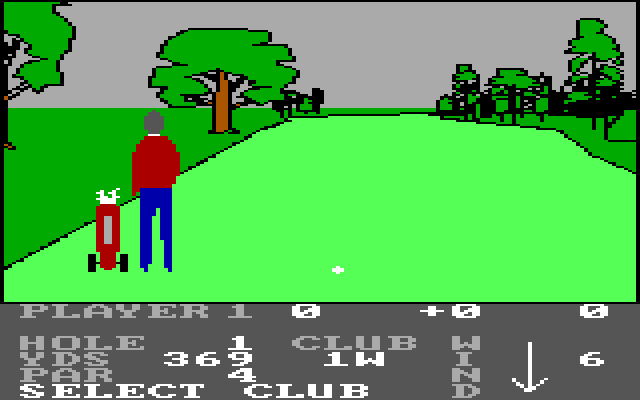 Pro Golf IBM PC/Compatibles Screenshot: Arrived at the first tee...