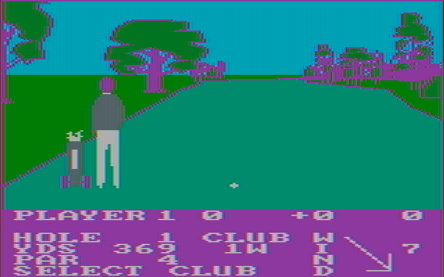 Pro Golf IBM PC/Compatibles Screenshot: Arrived at the first hole.