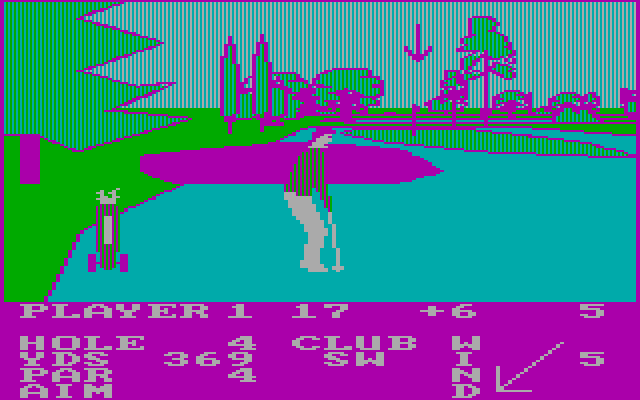 Pro Golf IBM PC/Compatibles Screenshot: A short shot to the green...