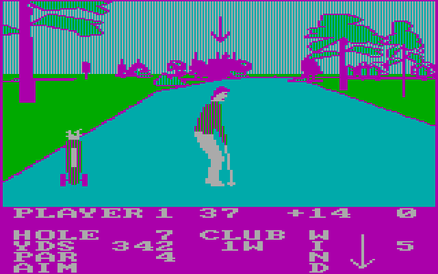 Pro Golf IBM PC/Compatibles Screenshot: On hole 7...