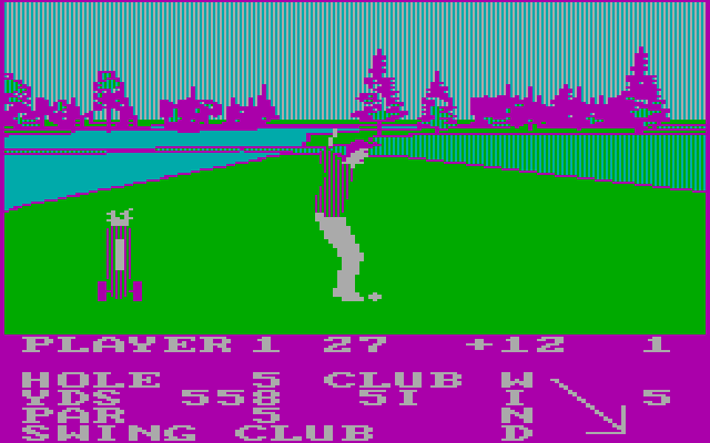 Pro Golf IBM PC/Compatibles Screenshot: Stuck in the rough...