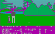 Pro Golf for IBM PC/Compatibles - My last shot was pretty poor, now I'm stuck behind some bushes.
