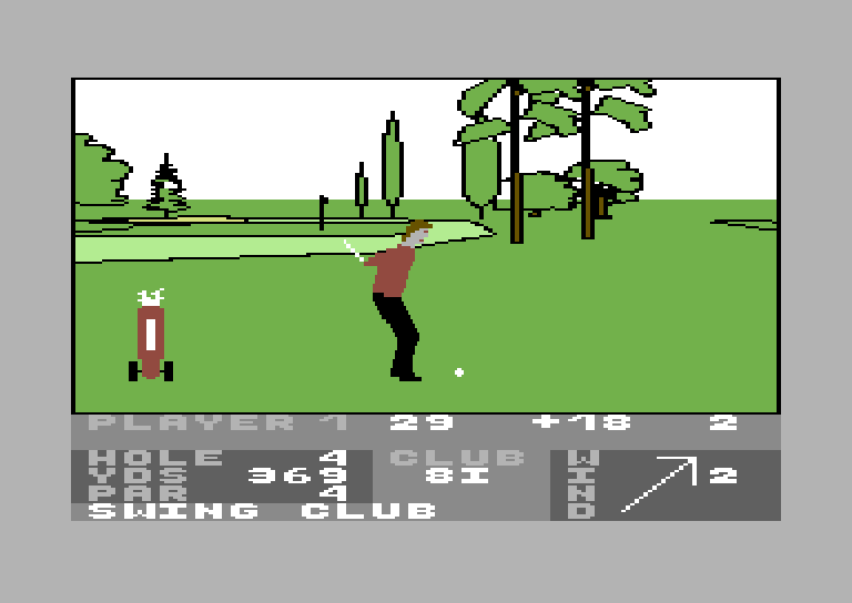 Pro Golf Commodore 64 Screenshot: Swinging the club.