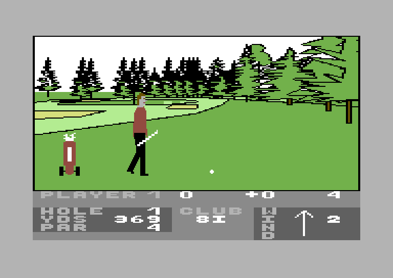Pro Golf Commodore 64 Screenshot: My golfer walks to the ball...