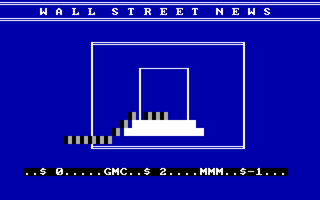Wall Street IBM PC/Compatibles Screenshot: Stock ticker scrolls along the bottom of the screen...