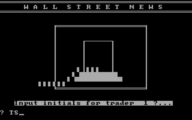 Wall Street IBM PC/Compatibles Screenshot: One to four traders can play; first, enter your initials...