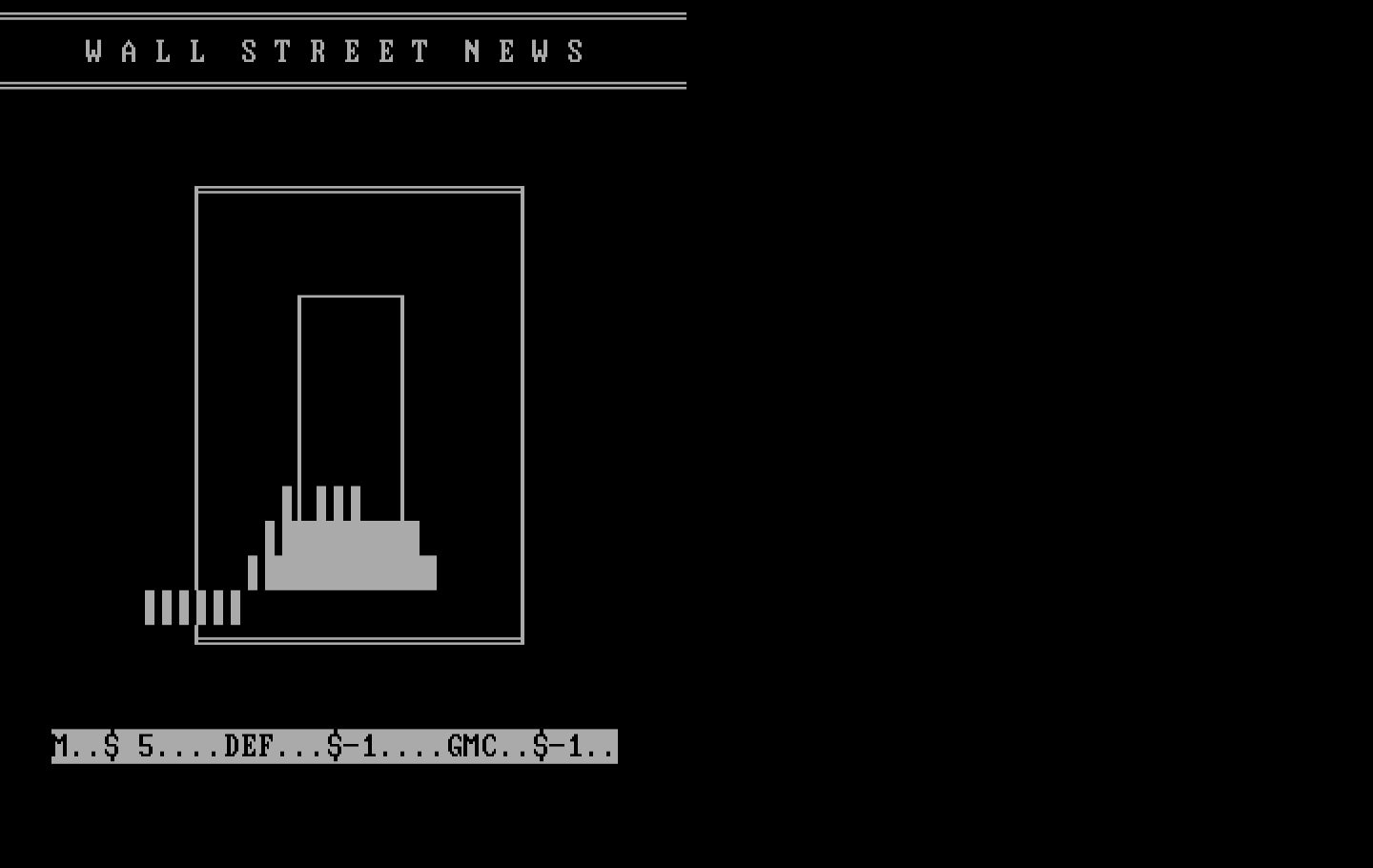 Wall Street IBM PC/Compatibles Screenshot: The stock ticker...