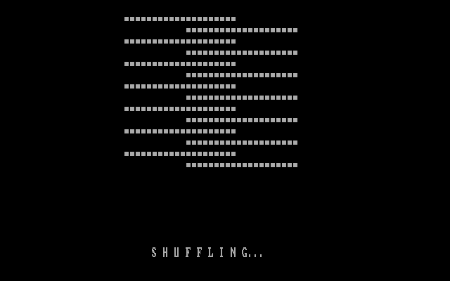 Amarillo Slim's Real Poker: 5 Card Stud IBM PC/Compatibles Screenshot: Shuffling the deck...