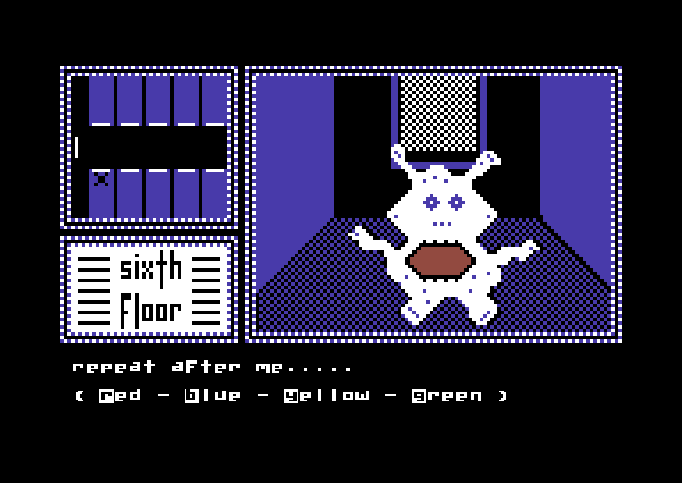 Hotel Alien Commodore 64 Screenshot: Follow the colors to earn a bonus!