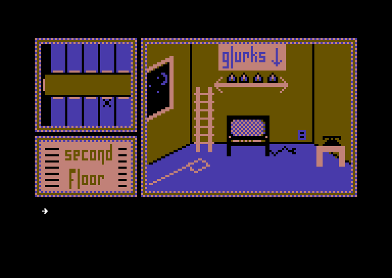 Hotel Alien Commodore 64 Screenshot: I found some glurks, but what are they?